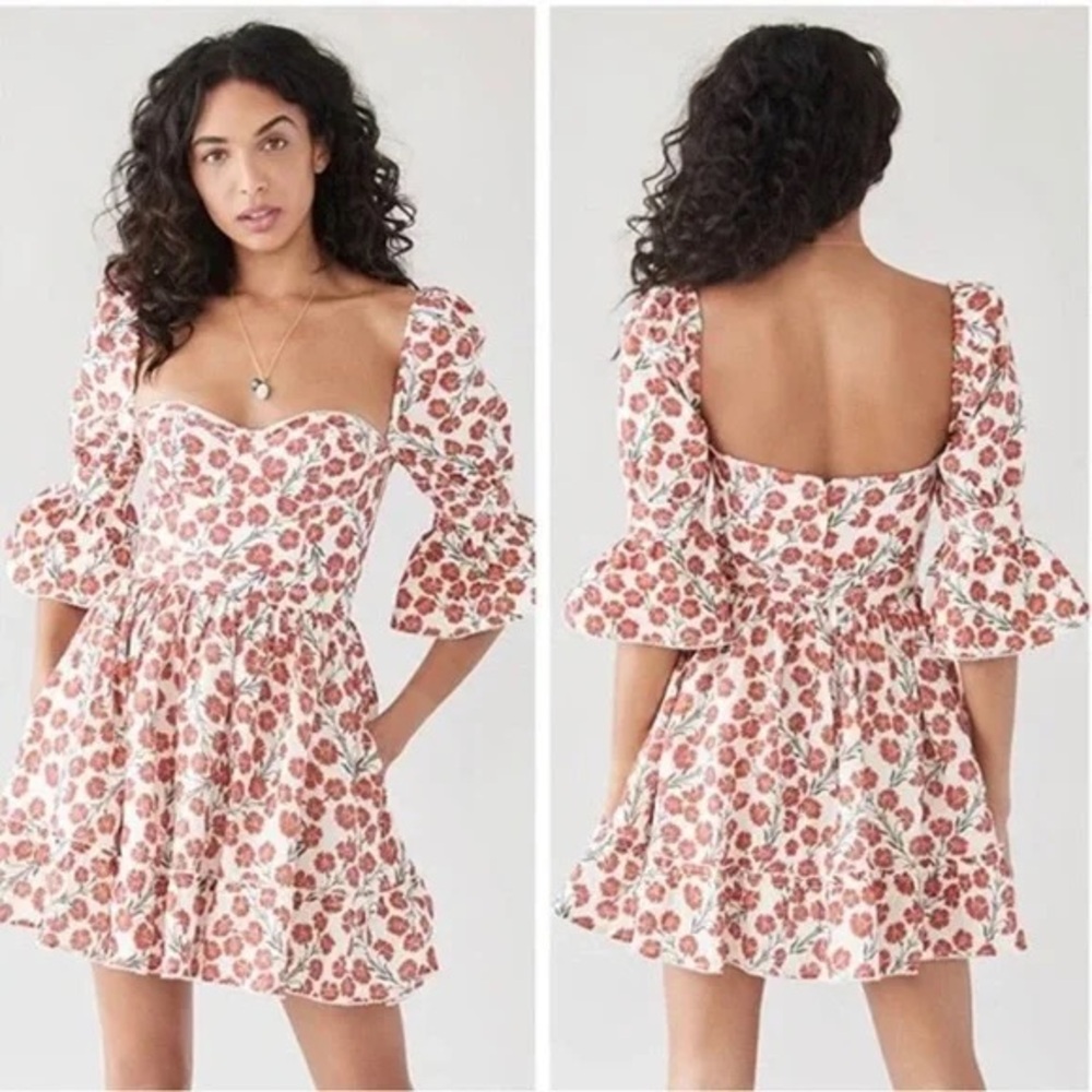 Agua by Agua Bendita Linen 'Cedro' Bermelo Print Mini Dress Sz M
